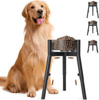 Dog Bowl Stand for Medium Large Dogs - 1 Pack - Black, Round / Height: 9.8-13.4", Width: 7-10.7"
