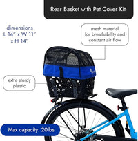 BiKASE Durable Dog Bike Basket & Carrier, Rear Mount Pet Basket for Bikes with Super Comfort Mat and Cover, Ideal for Small Dogs and Cats up to 12 lbs
