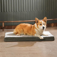 Amazon Basics Dog Bed with Cooling Gel Memory Foam, Pressure-Relief Support for Dogs up to 50lbs, Non-Slip Bottom, Machine Washable Cover, Large Sized (35" x 22"), Grey