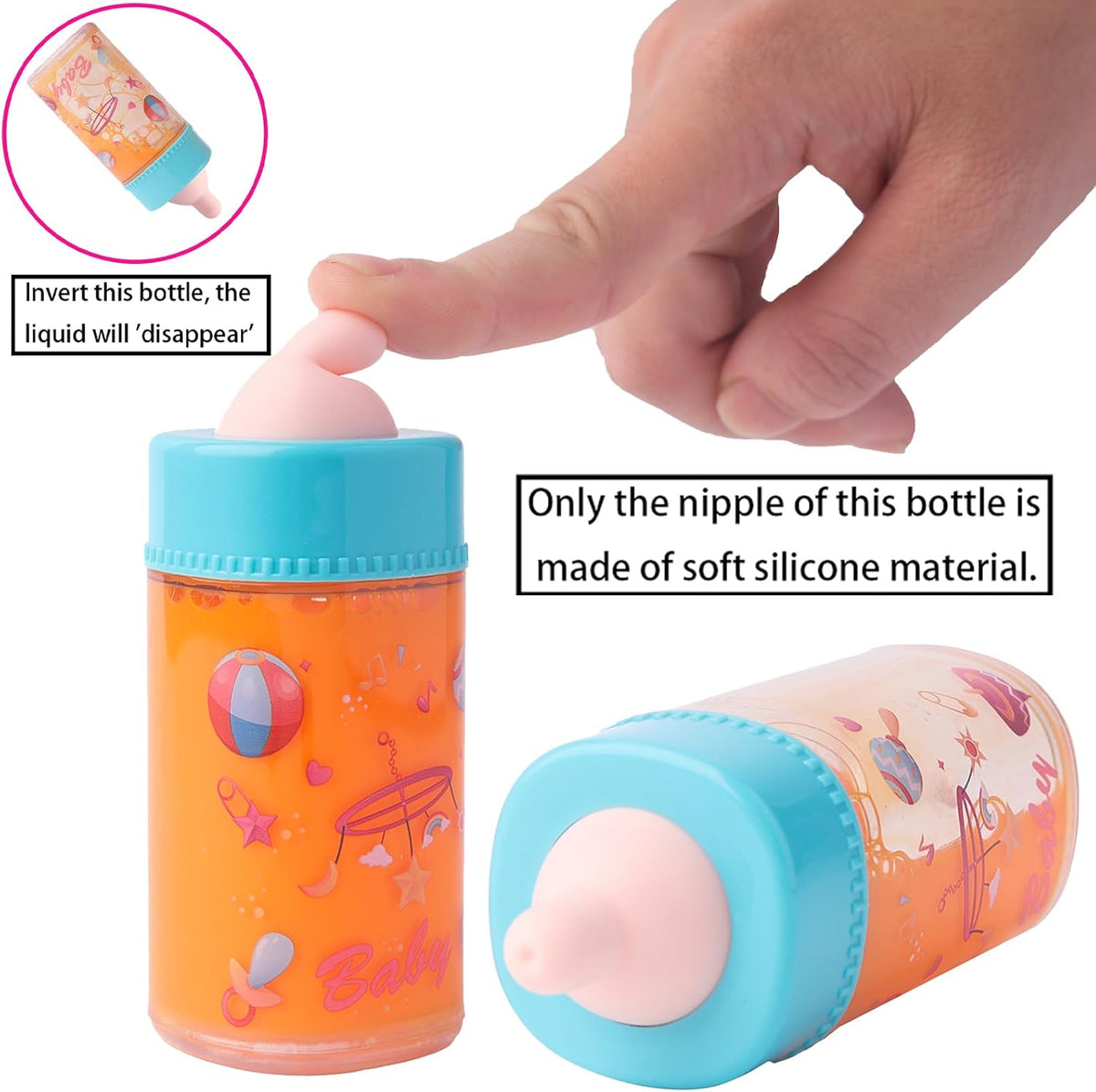 Beem Jun pink baby doll bottles and pacifiers set in a clear zippered bag - view 13