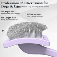 2PCS Slicker Brush for Dogs & Pet Comb - Light Purple / Large - image 3