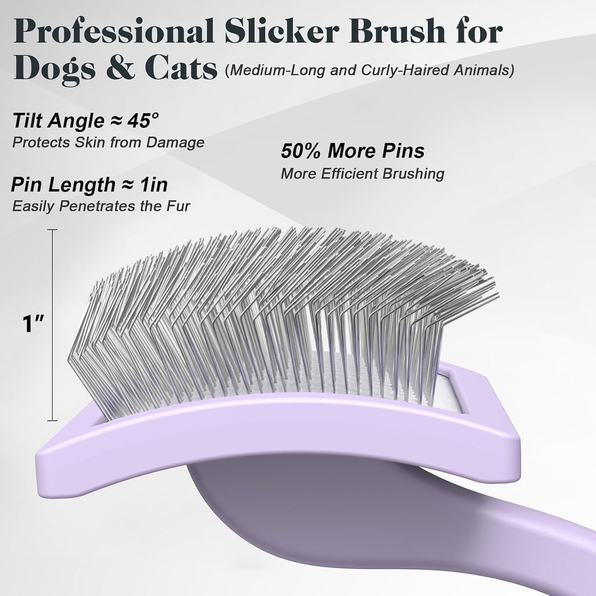 2PCS Slicker Brush for Dogs & Pet Comb - Light Purple / Large - image 3