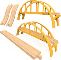 Orbrium double span wooden train track arch bridge, almost 5 feet long