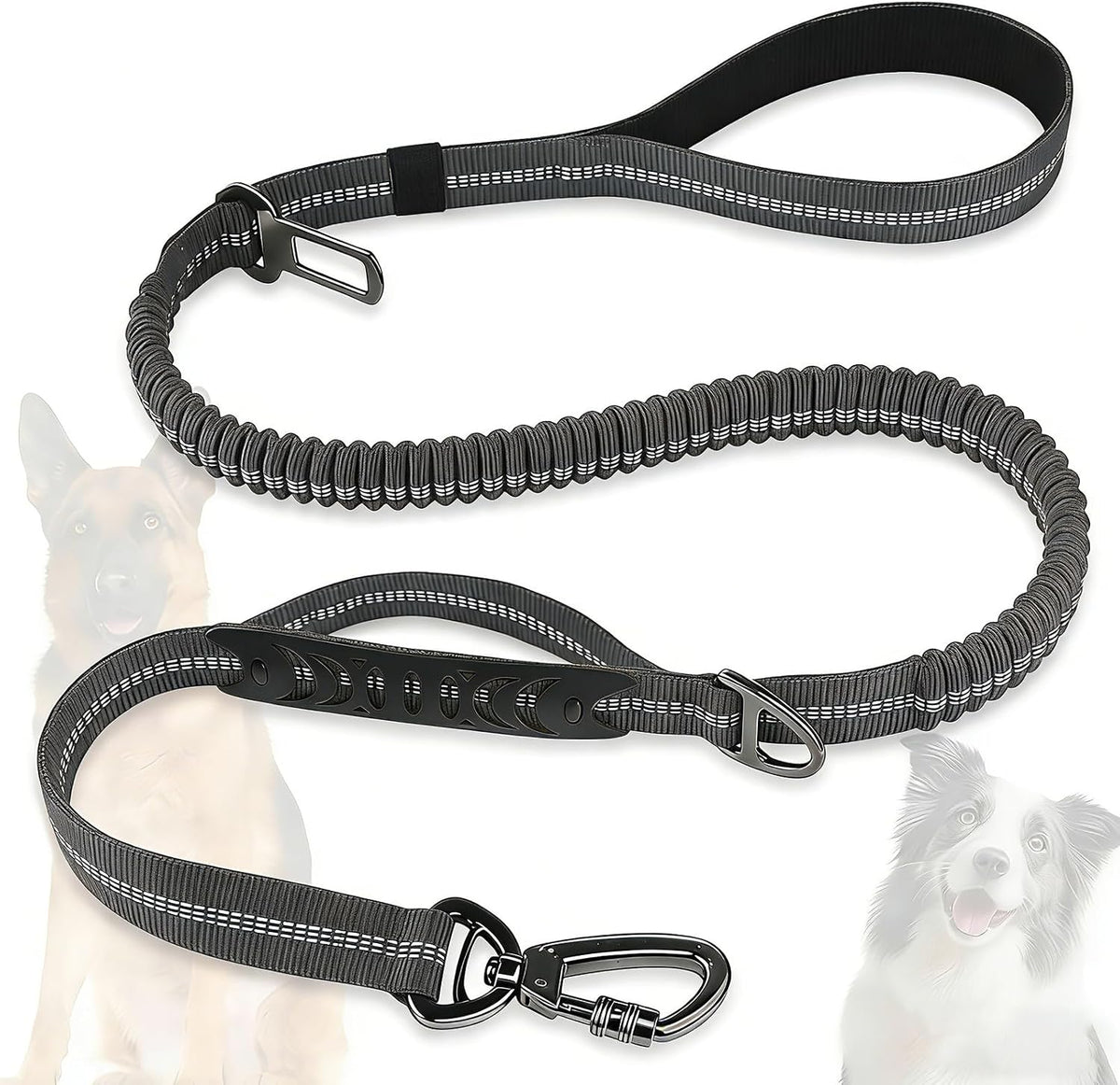 Dog Leash Heavy Duty, Bungee Leash Reflective Car Seat Belt for Dogs Brown – Essentials for Dogs - Grey