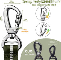Dog Leash Heavy Duty, Bungee Leash Reflective Car Seat Belt for Dogs Brown – Essentials for Dogs - Olive Drab - image 2
