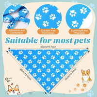 50 Pcs Halloween Dog Bandanas Bulk - 19.7 x 13.8 x 13.8 inch / Blue Paw Print / 50 - image 3