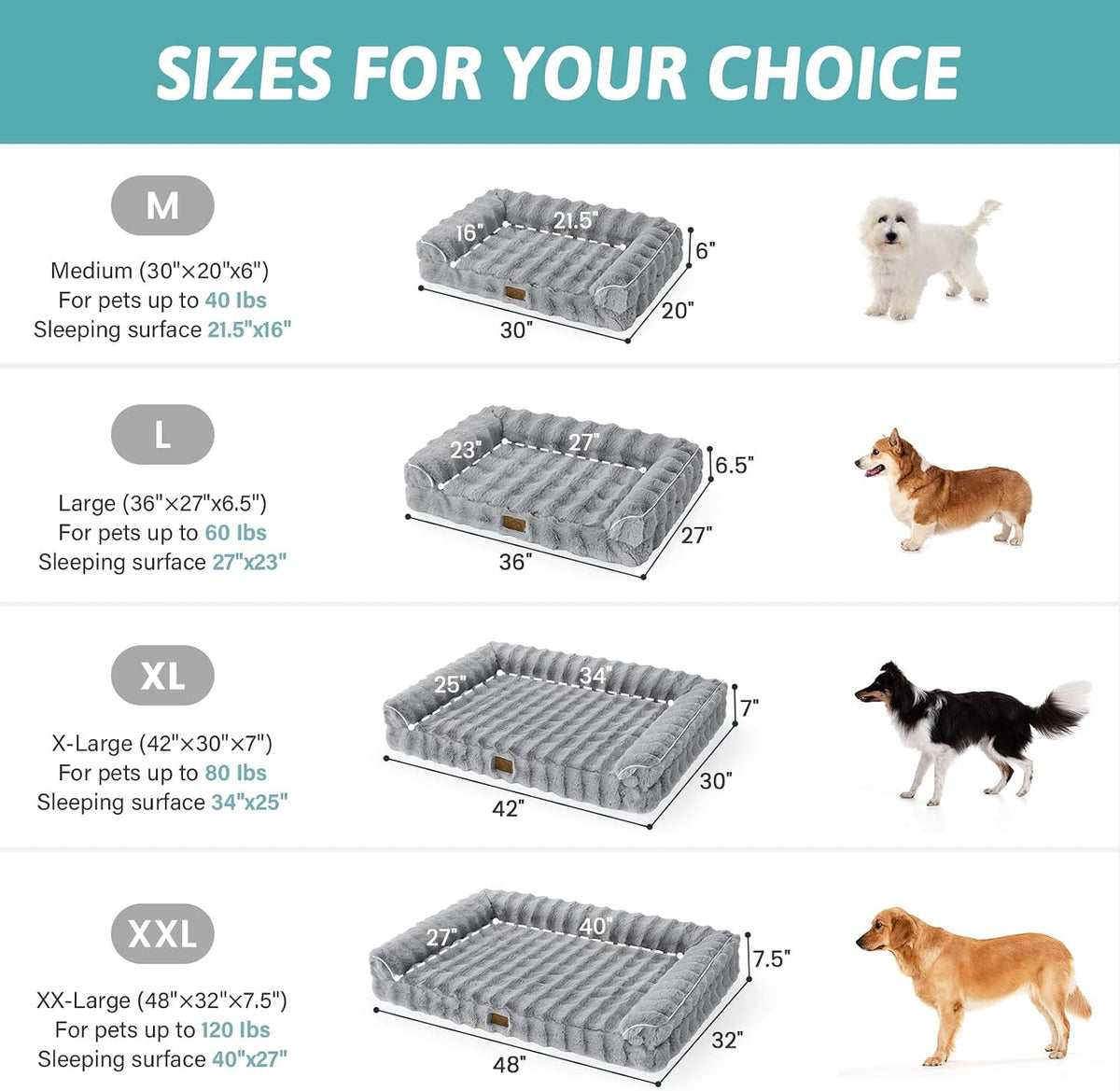 COZY KISS Orthopedic Large Dog Bed, Washable Pet Bed – Essentials for Dogs - M (30x20x6.5 inch) / Grey - image 3