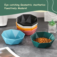 Ceramic Tilted Raised Cat Bowl - Green with stand - image 4