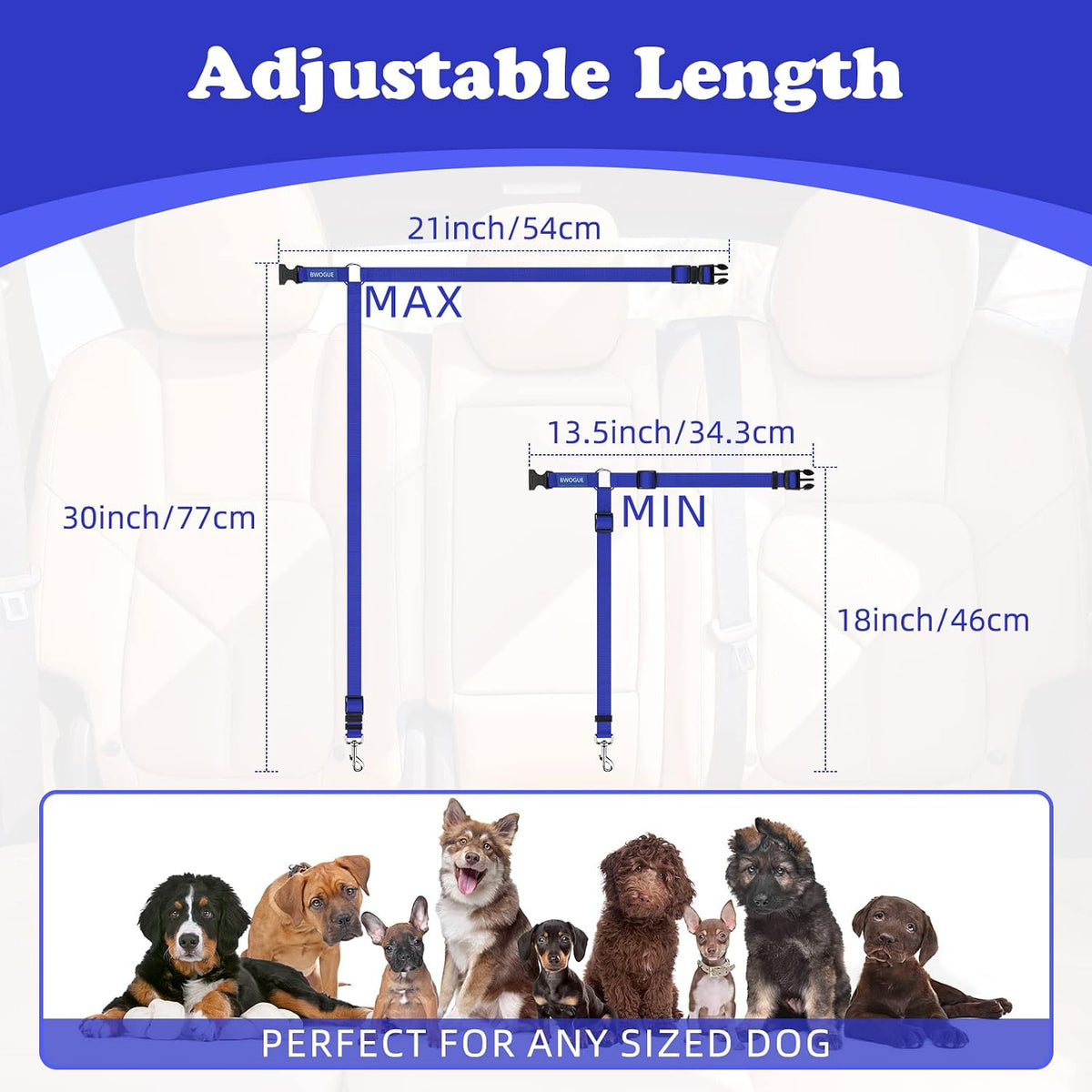2 Pack Dog Seat Belt for Car, Headrest Restraint Safety Leads – Essentials for Dogs - Dark Blue / Not elastic - image 4