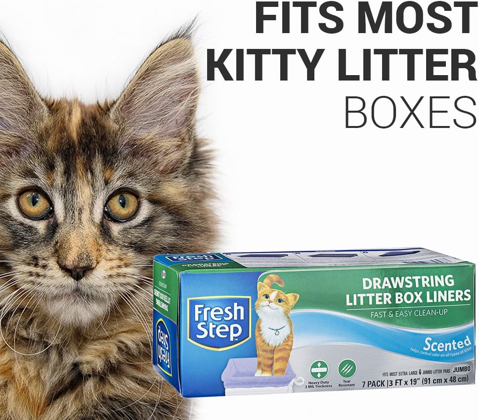 Fresh Step Drawstring Cat Litter Box Liners, Scented - Fresh Scent / 7 Count (Pack of 2) / Jumbo - image 4
