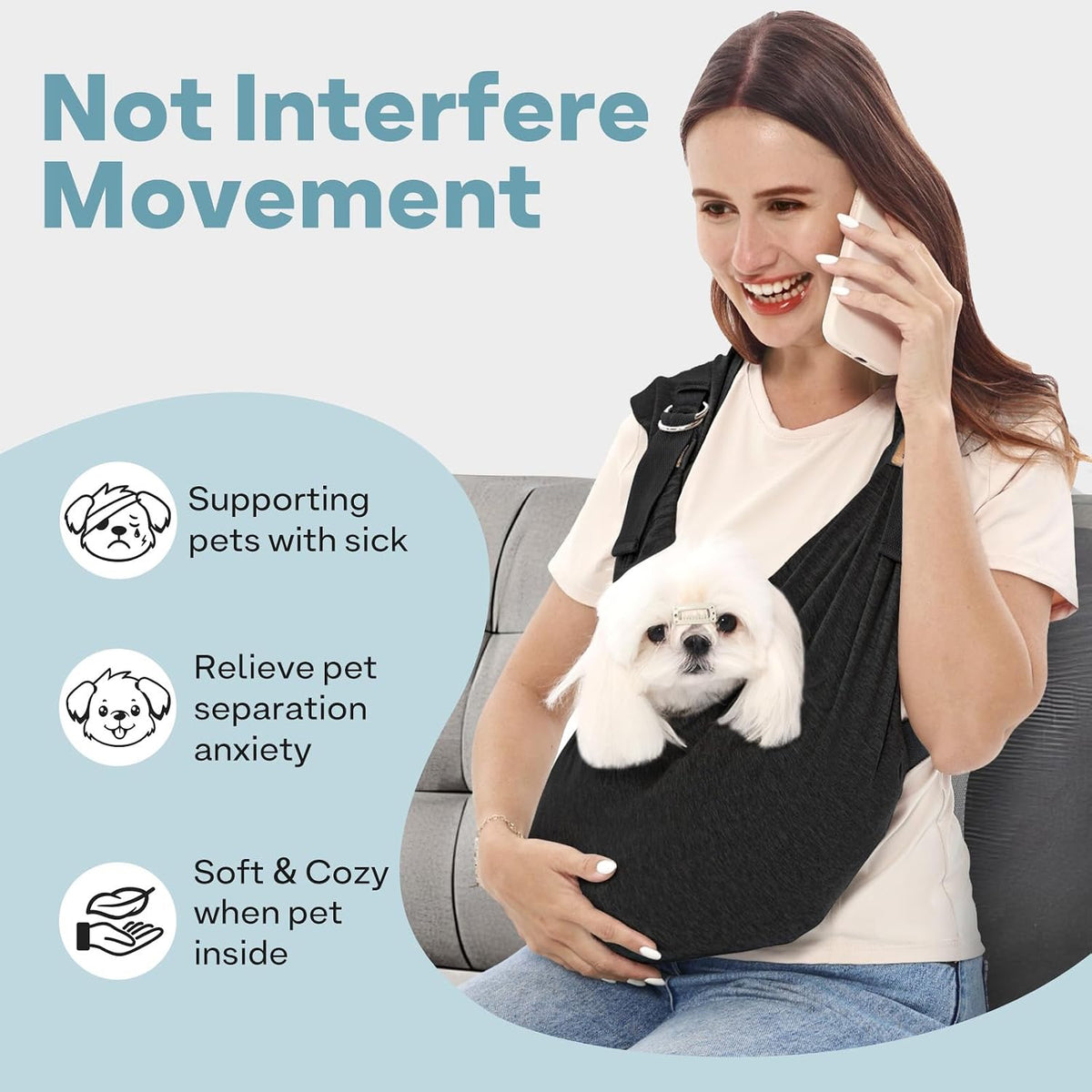 Supet Dog Sling Carrier for Small Pet - Black / Regular (0-7 LBS) - image 2