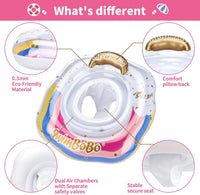 Inflatable Baby Swimming Float with Safety Seat Fun Swimming Pool - Rainbow - image 4