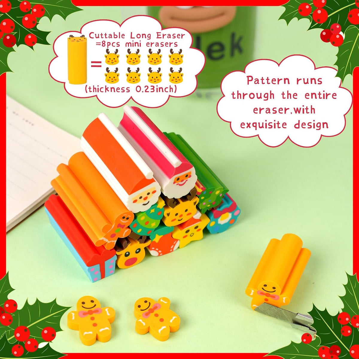 Wolpark mini erasers for kids shaped like cakes, donuts, ice cream, fruit and hearts - view 24