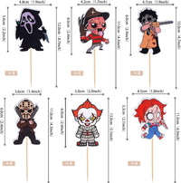 Zhuoweism Halloween horror Happy Birthday glitter cake topper on bamboo stick - view 14