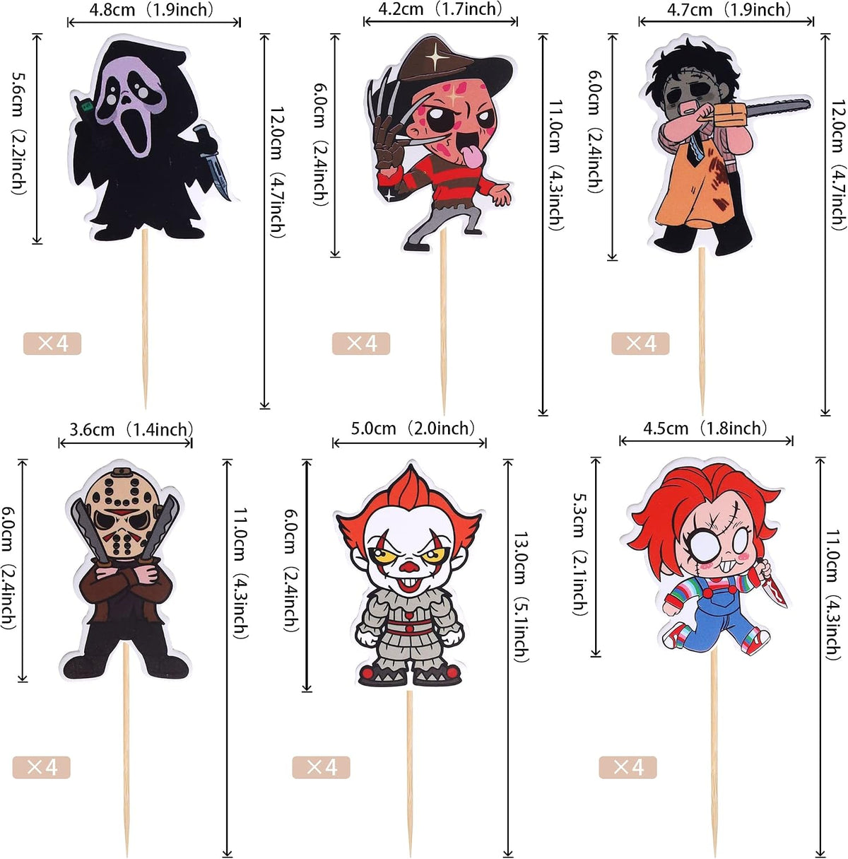 Zhuoweism Halloween horror Happy Birthday glitter cake topper on bamboo stick - view 14
