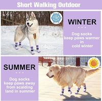 BEAUTYZOO Anti Slip Dog Socks for Small Medium Large Dogs with Grips Straps on Hardwood Floor Protection Wear, Traction Control 4 Pairs Double Side Paw Protector to Prevent Licking for Girl or Boy