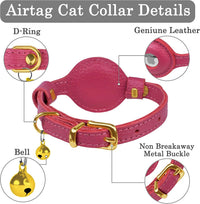 OOPSDOGGY Leather AirTag Cat Collar with Bell - Pink - image 3