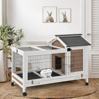 Rabbit Hutch Indoor Bunny Cage Outdoor Wood House With Wire Mesh