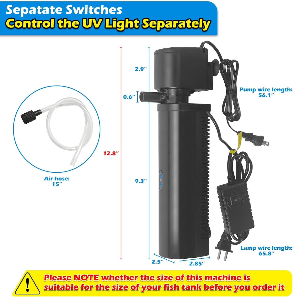 TARARIUM Aquarium Filter U-V for 20-75 Gallon - Medium - H8F(for 40-150 Gallon) - image 4