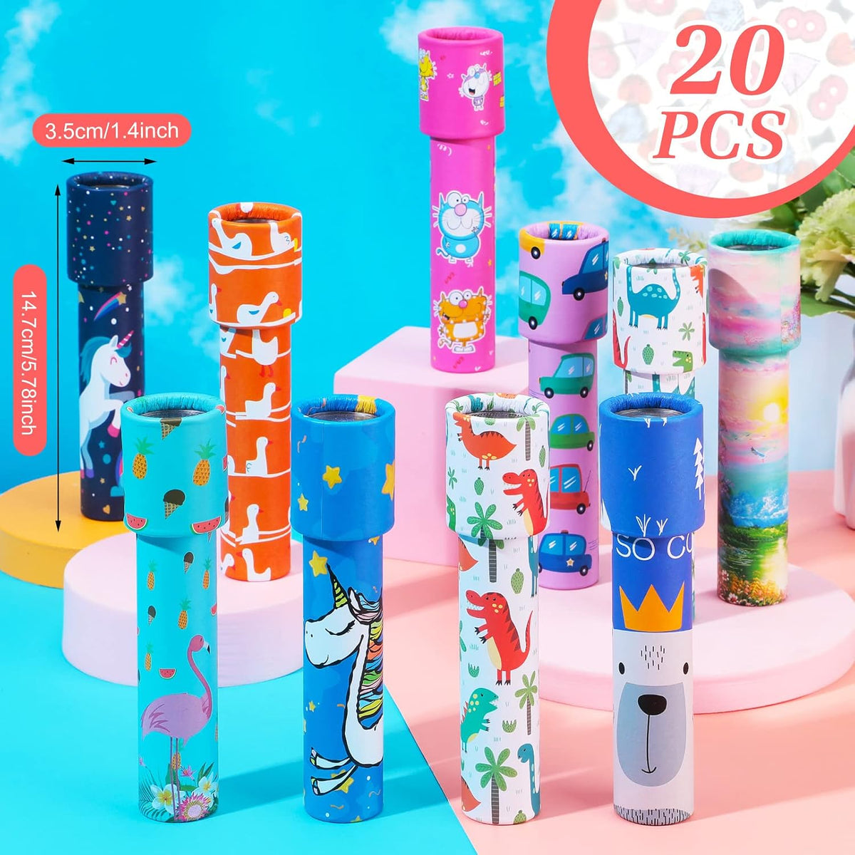 Chivao 20 Pcs Classic Kaleidoscopes Educational Toys for Party Favors - Flamingo - image 2