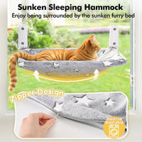 Glow in the Dark Cat Window Perch, Foldable Cordless Pet Hammock - 2PC Stars - L - image 2