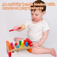 Hidoggy wooden pounding bench toy with 8 colorful pegs and mallet for toddlers - view 3