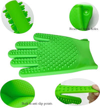 Pet Grooming Bath Gloves - Double-Sided Silicone Bathing & Massaging Brush Mitts Gentle Deshedding Loose Hair Removal Tool for Long and Short Haired Dogs & Cats - 2 Pack