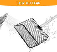 Large Metal Chicken Poop Scooper, 36 to 75" Adjustable Long Chicken Coop Litter Scoop with Stainless Steel Handle, Durable Sand Sifting Litter Shovel for Chicken Coops & Small Farm Animals