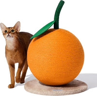 VETRESKA Orange Cat Scratching Post, Cute Cat Scratcher with Sisal Rope, Vertical Cat Scratch Post for Indoor Cat and Kitten, Cat Scratching Ball