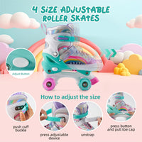 SHDSL pink rainbow light up adjustable roller skates for girls - view 8