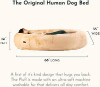 Plufl, The Original Human Dog Bed for Adults, Kids, and Pets. As Seen on Shark Tank. Comfy Plush Large Bean Bag with Memory Foam, Machine Washable, and Durable. Perfect nap and Floor Bed - Beige