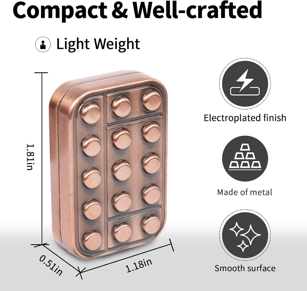 Fidget Toys Adults Magnetic Desk Toy Metal Fidgets Slider - Antique Copper - image 2