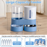 Automatic Cat Feeder Stainless Steel Water Dispenser Gravity Food - Blue - image 2