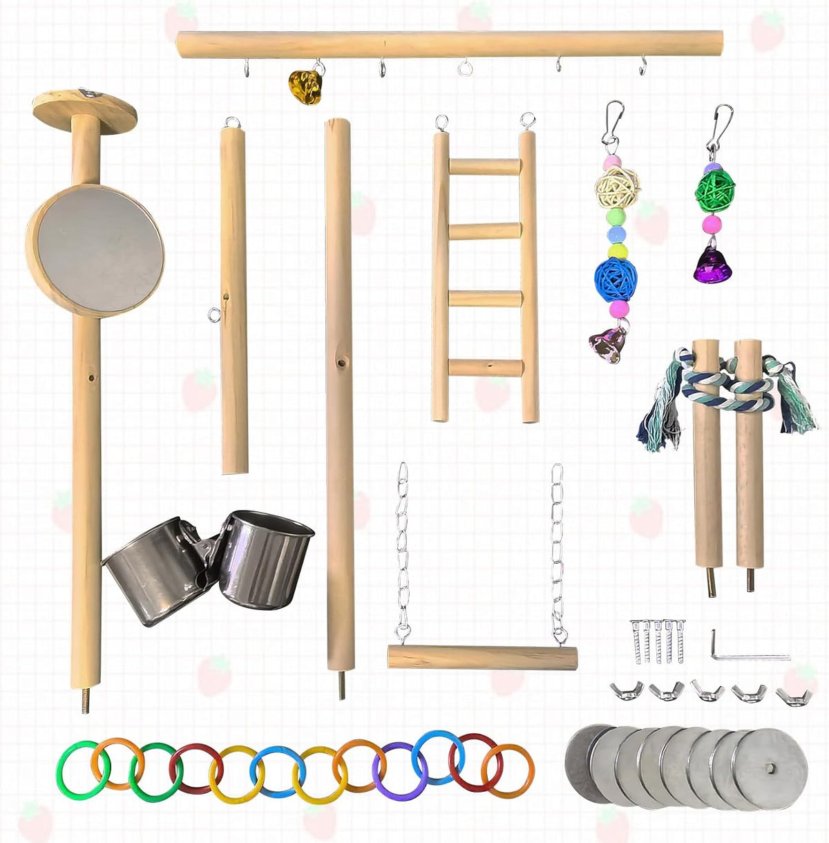 Natural Wood Bird Play Gym for Small Birds - Style A - image 4