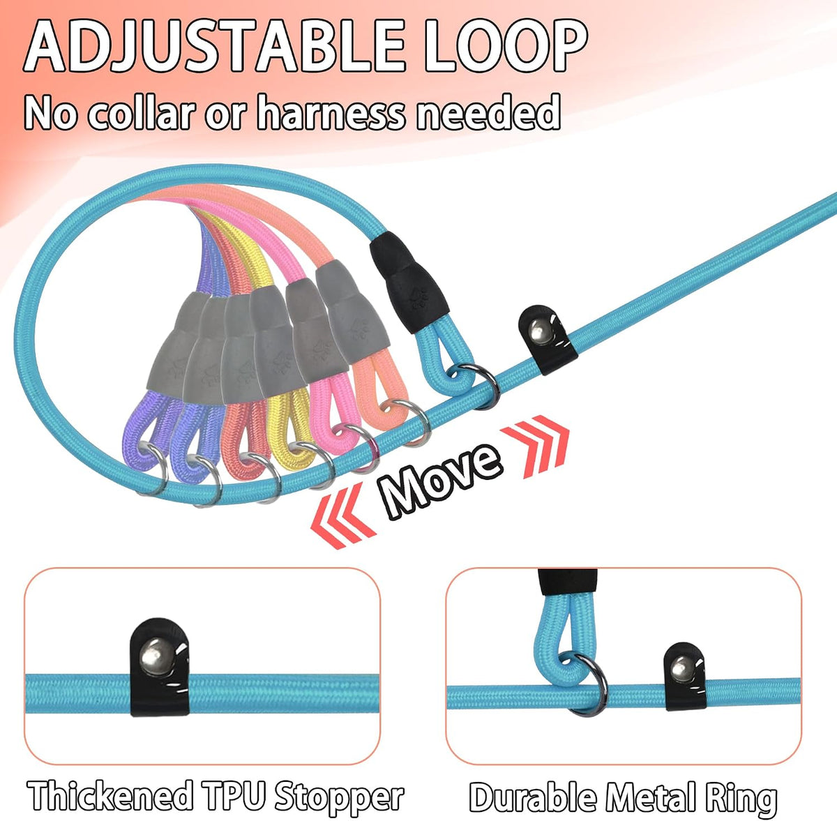 FOVRLZSE 5-Pack Dog Slip Leashes 4.6FT Nylon Training Lead - Master Hue - image 4