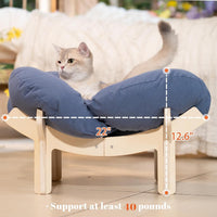 Elevated Cat Bed for Indoor Cats Couch Sofa Flower – Essentials for Cats - Deep Blue - image 4