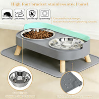 Elevated Cat Bowls with Food Mat - Grey - image 3