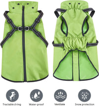 Dog Raincoat Waterproof Dog Hoodie Reflective Dog Raincoat Hooded - M / Green - image 2