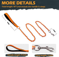 Chain Dog Leash, Bite-Proof Metal Leash - Orange / 4FT(5-30lb) - image 4