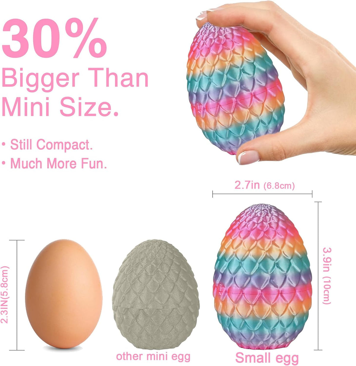 Small Dragon Eggs with Dragon Inside - Pastel Rainbow / S (H:3.9 inches) - image 2