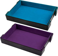 SIQUK magnetic folding dice trays in red and royal blue PU leather with velvet lining - view 4