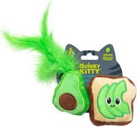 Quirky Kitty Ice Cream Kicker Catnip Crinkle Feather Soft Plush Cat - Pack of 2 / Avocado Toast