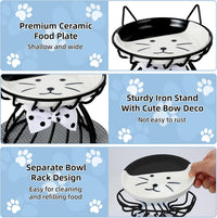 Set of 4 Elevated Ceramic Cat Bowls, Assorted Colors – Essentials for Cats - Black - image 4