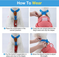 Pet Soft Dog Suspenders 2 Pieces Female Dog Diaper Suspenders - Gold & Blue / S/M - image 2