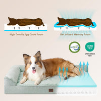 EHEYCIGA Orthopedic Dog Bed Medium Size, Memory Foam Dog Bed - Greyish Green / 41.0"L x 27.0"W x 6.5"Th - image 4