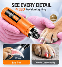 Dog Nail Grinder with 4 LED Lights - Orange - image 4