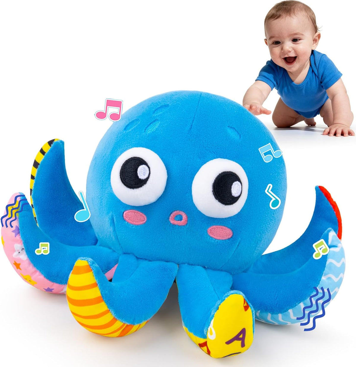 Musical Crawling Crab Baby Toy - Octopus-blue