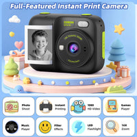 Kids Instant Print Camera with 5 Rolls Print Paper - Black - image 3
