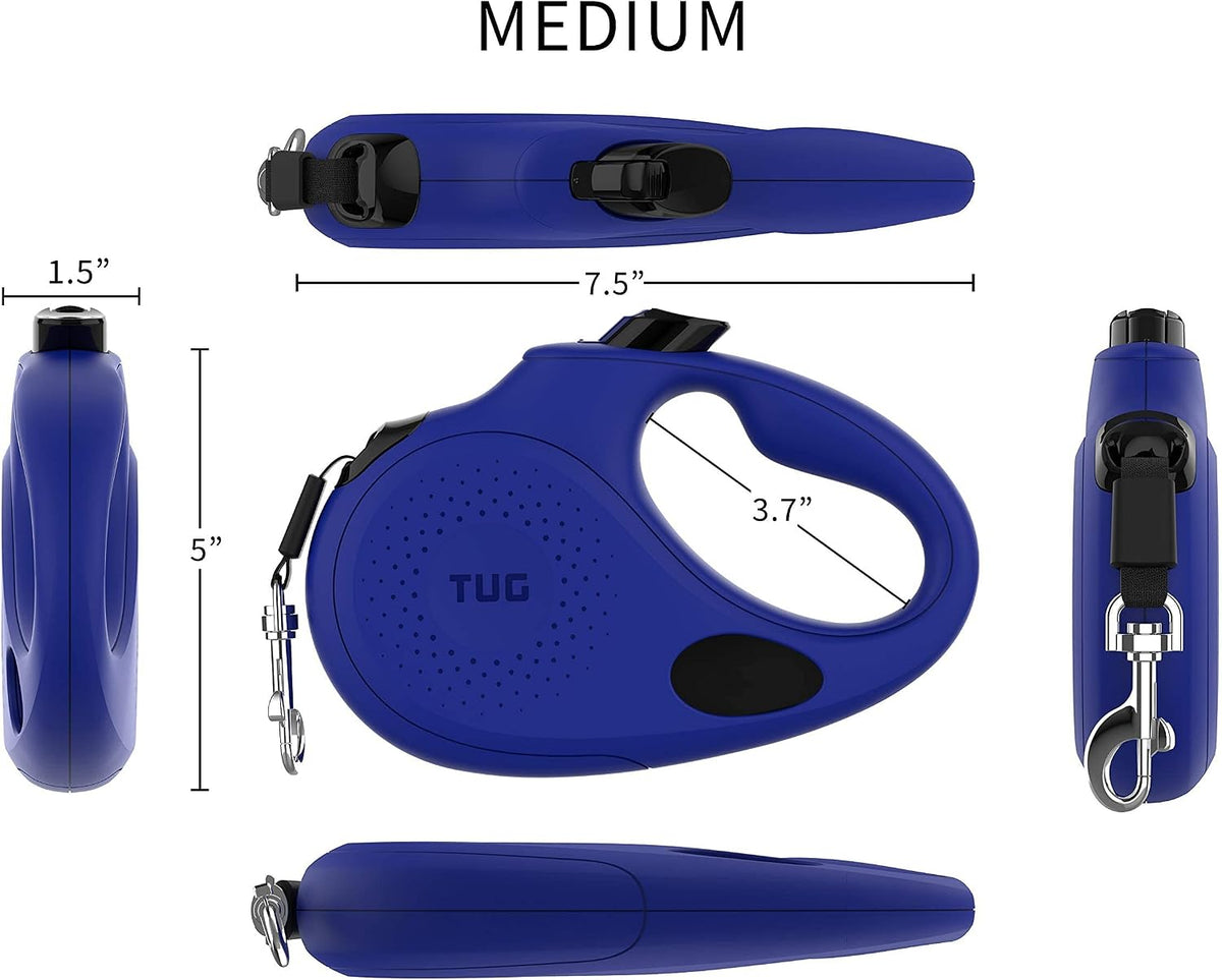 TUG Oval 360° Tangle-Free Retractable Dog Leash with Integrated Waste - Blue / Medium - image 2