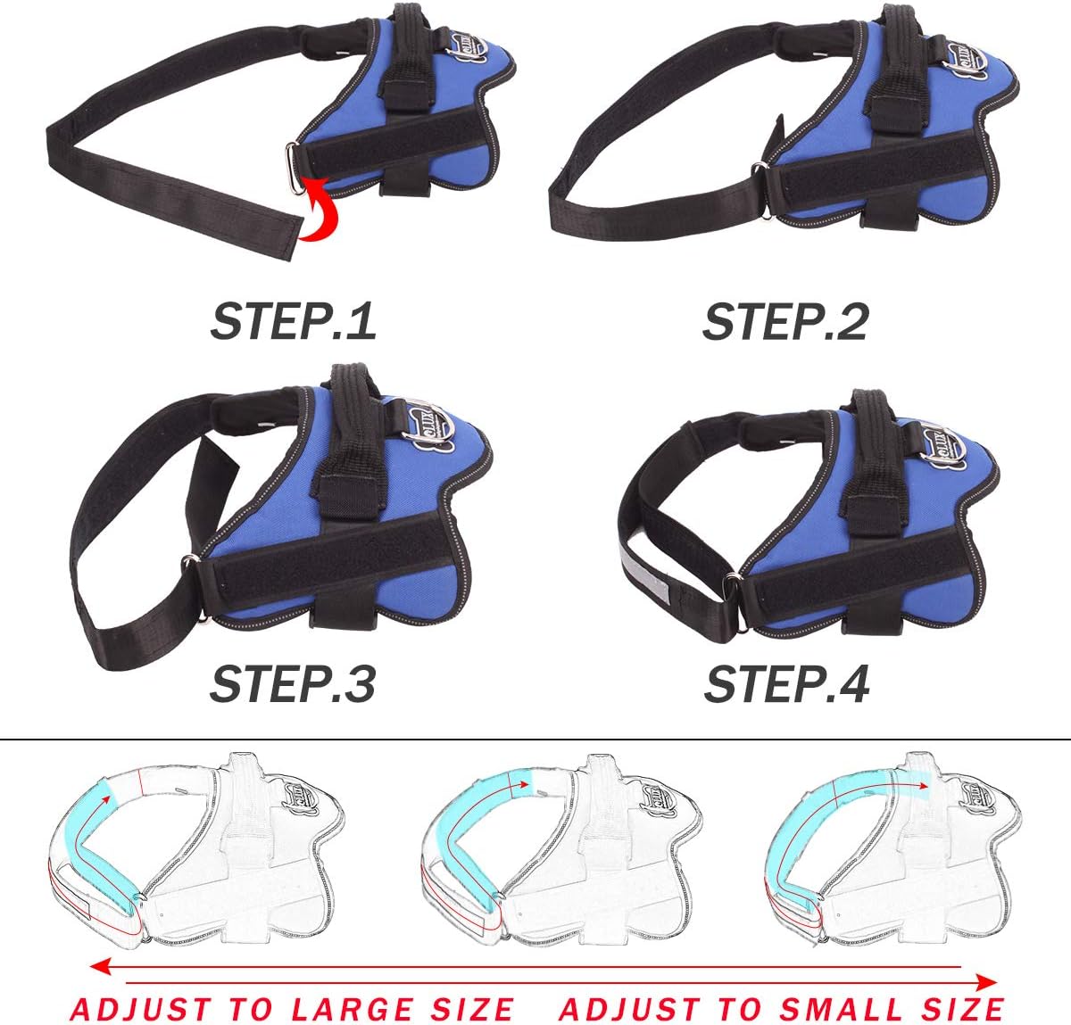 Bolux Dog Harness, No-Pull Reflective Dog Vest - Small (Pack of 1) / Blue - image 3